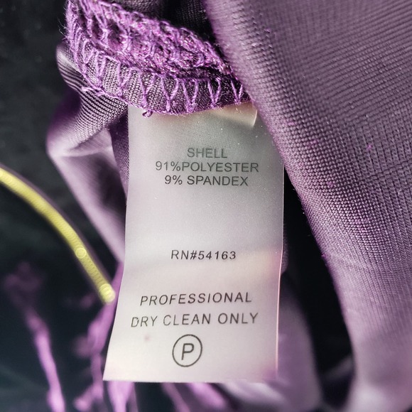 Calvin Klein Crushed Velvet Dress 4 Bell Sleeve Sheath Knee Length Purple NWT - Picture 10 of 10